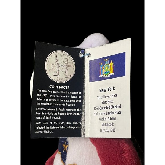 2001 Limited Treasures New York State Quarter Coin Bean Bear Plush - Picture 5 of 5